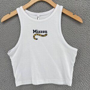 Mizzou Top Womens Medium White Rosio Crop Tank Sleeveless Tigers Baby Tee Sport